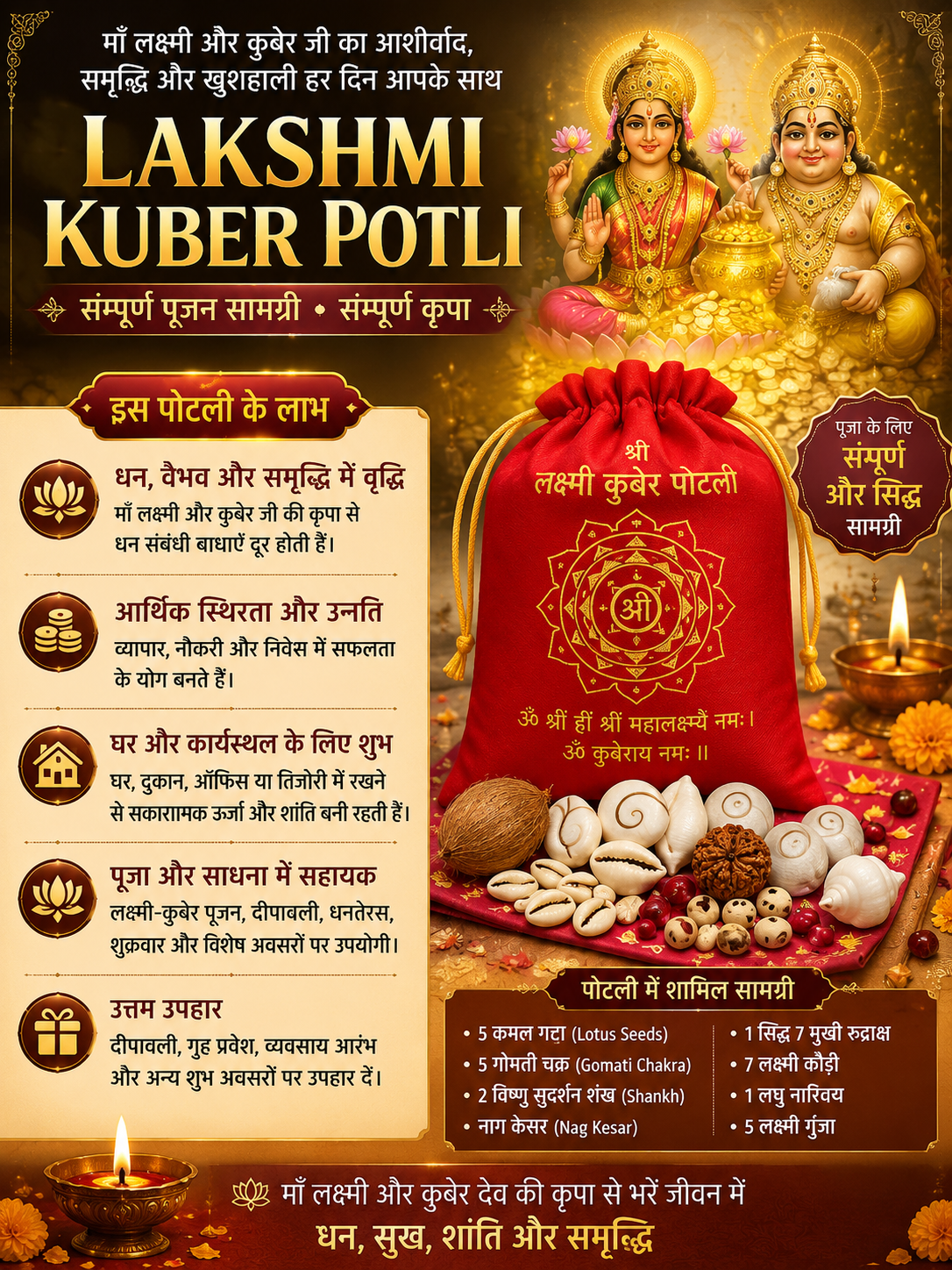 Siddh Lakshmi Kuber Potli | Sacred Wealth & Prosperity Pooja Kit for Home, Office & Business