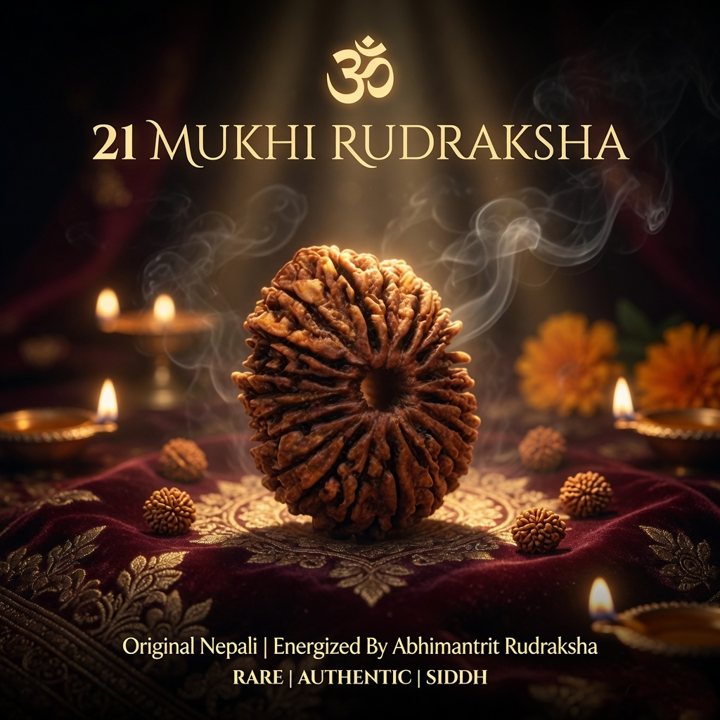 Original 21 Mukhi Nepali Rudraksha Bead | Original Kuber Rudraksha for Wealth & Divine Protection