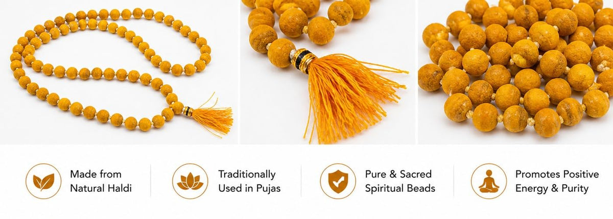 ✨ Original Haldi  Mala – 108+1 Natural Beads ✨