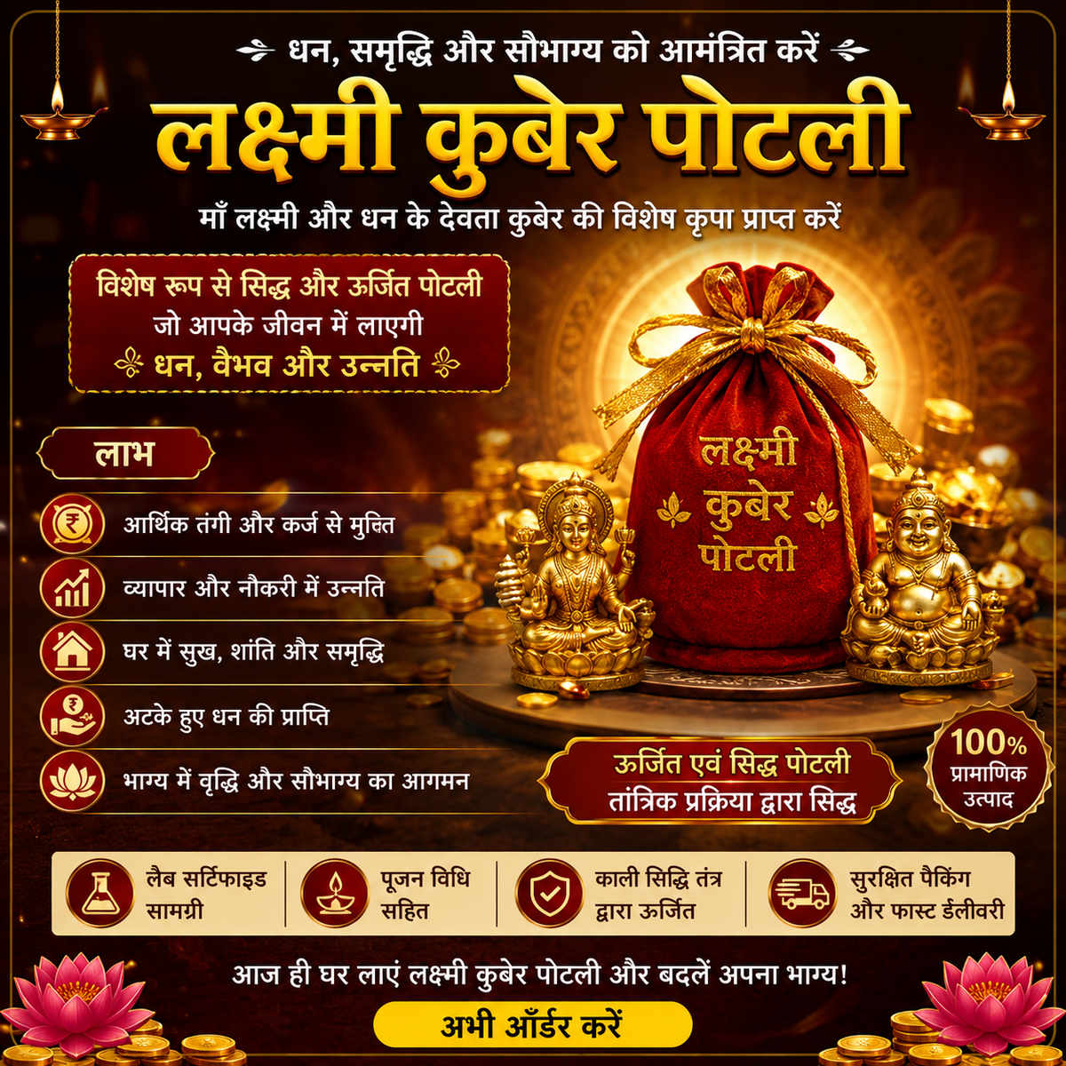 Siddh Lakshmi Kuber Potli | Sacred Wealth & Prosperity Pooja Kit for Home, Office & Business