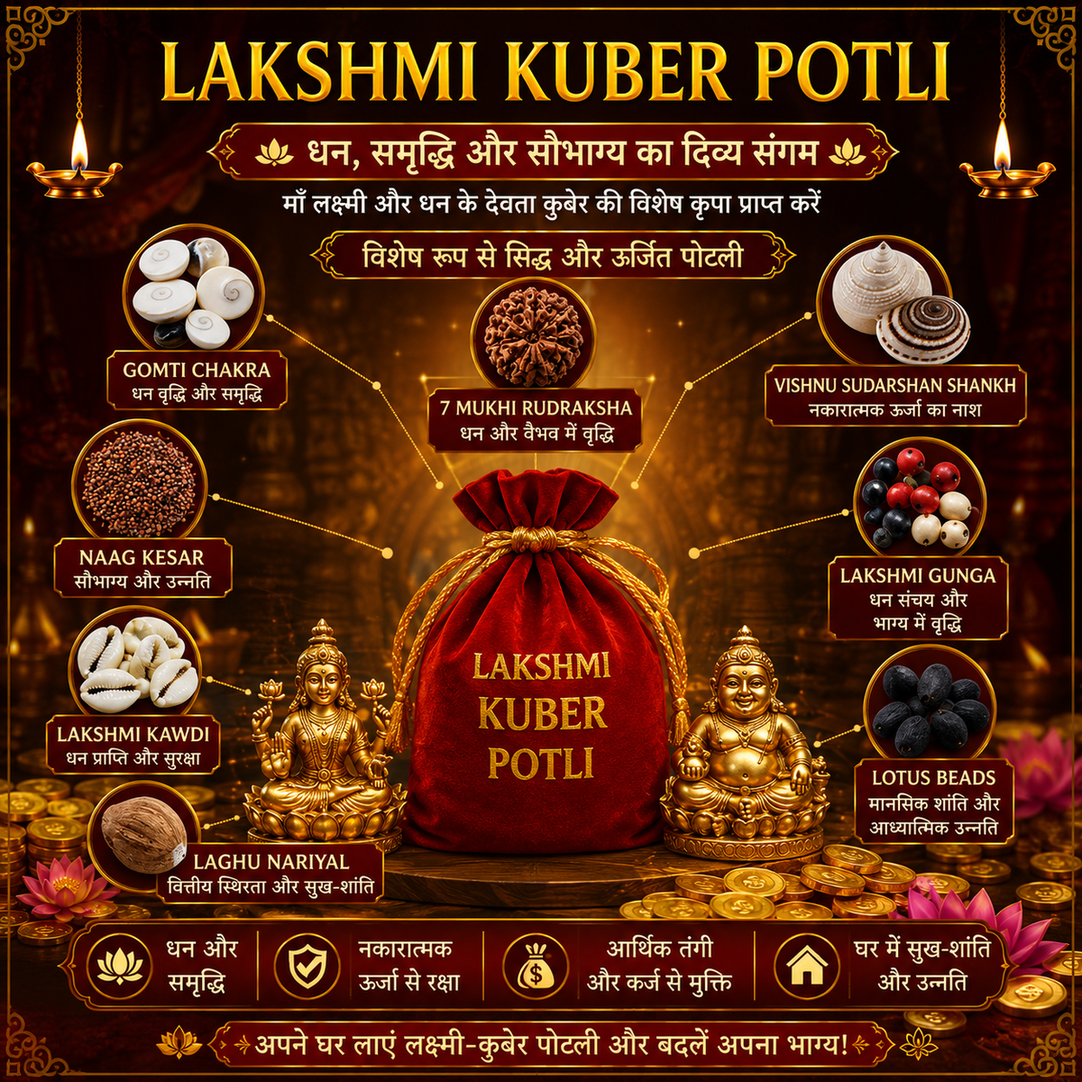 Siddh Lakshmi Kuber Potli | Sacred Wealth & Prosperity Pooja Kit for Home, Office & Business