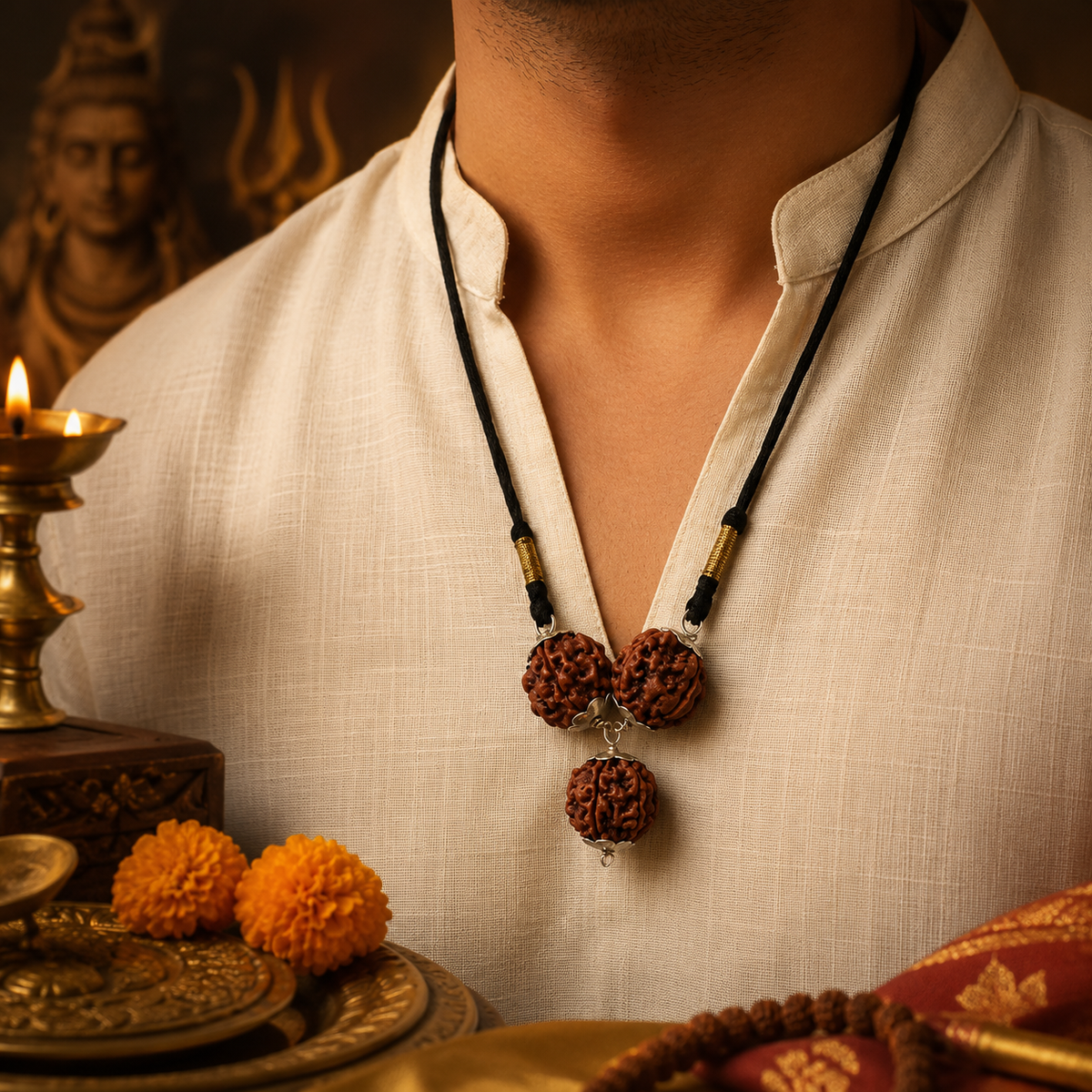 महाशक्तिशाली मोहिनी कामदेव रुद्राक्ष कॉम्बो पेंडेंट|Vashikaran Power Pendant \| For Attraction and Charishma, a combination of 6 Mukhi Rudraksha with 13 Mukhi Rudraksha bead in Copper Caps pendant
